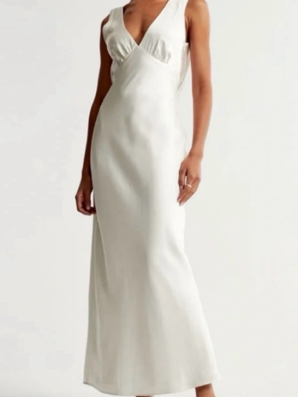 Abercrombie & Fitch Ivory V-Neck Maxi Slip Dress